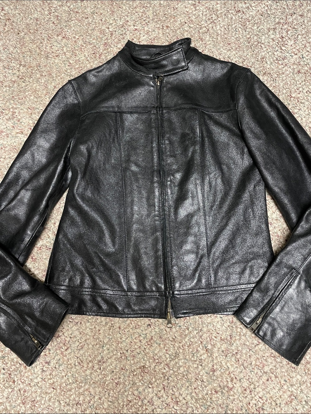 Vintage Y2K leather le chateau high neck zip sleeve and front jacket